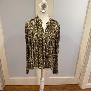 Kut from the Kloth Paisley Blouse in Brown and Cream